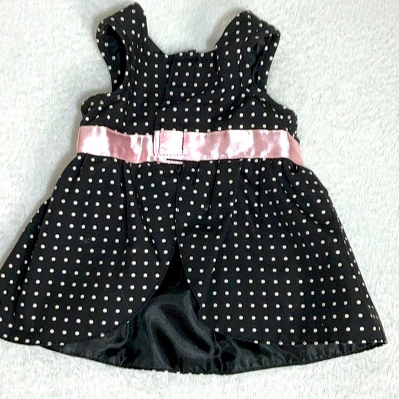 Black Polka Dot Dress with Pink Bow - Picture 5 of 6